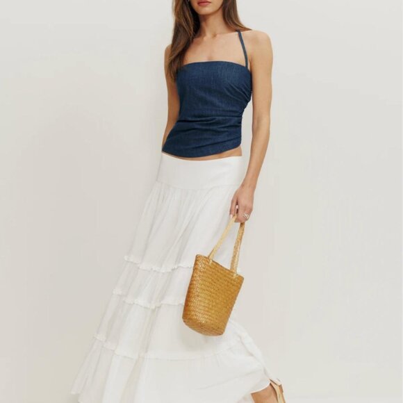 Reformation Irene Denim Halter Top Blue - Size 6 - Picture 4 of 4